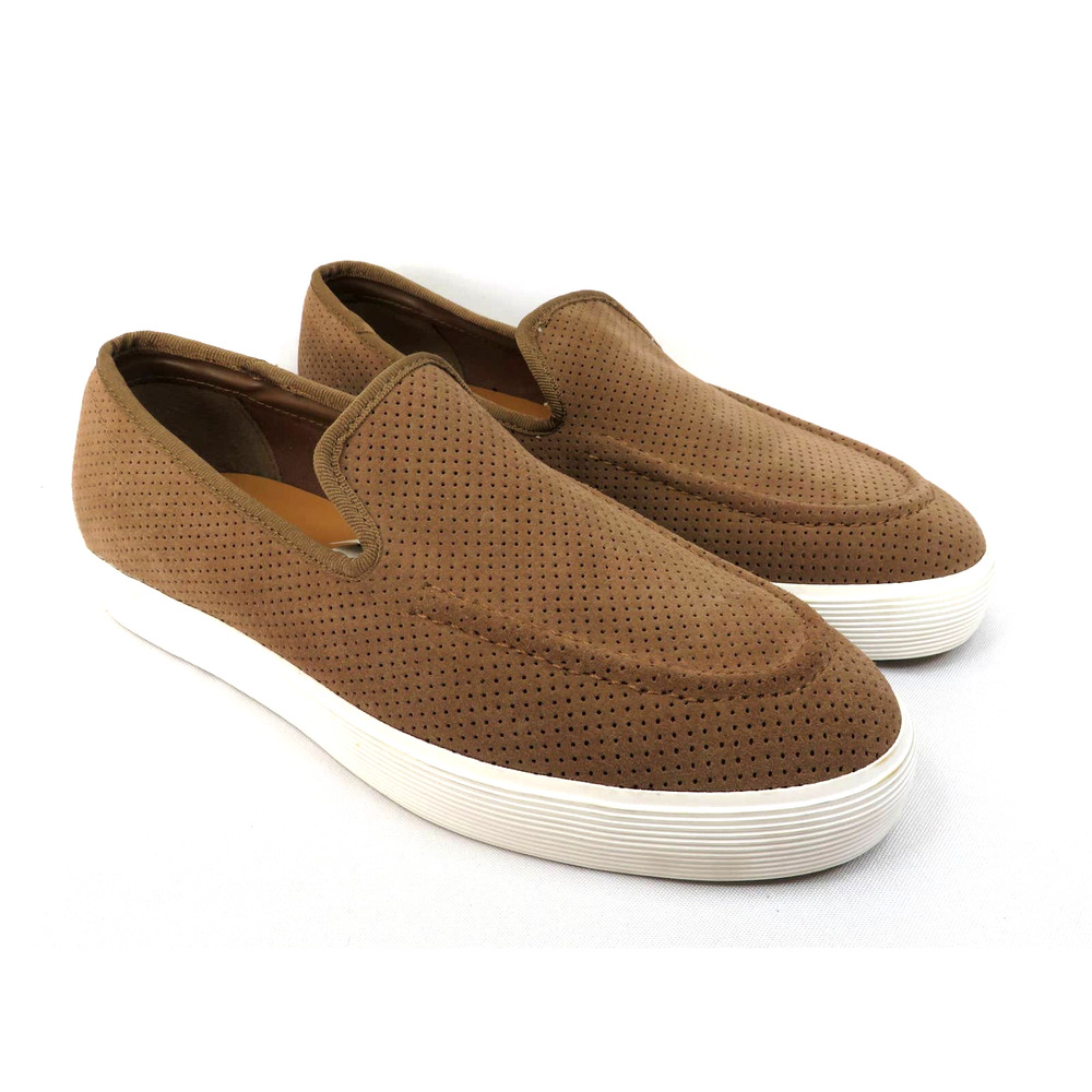 New ZARA Men's Sz 10 EU 43 Brown Tan Perforated Suede Leather Sport Loafers